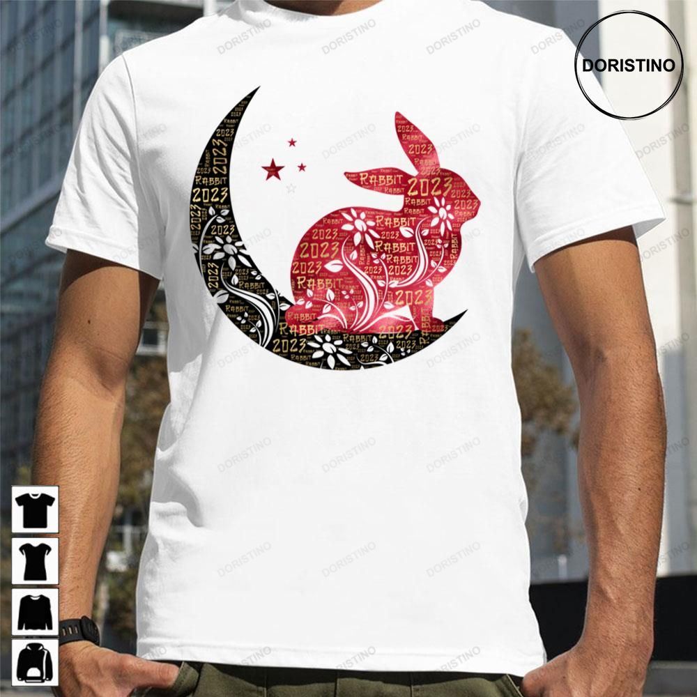 2023 Year Of The Rabbit Chinese New Year Black And Red Metallic Awesome Shirts